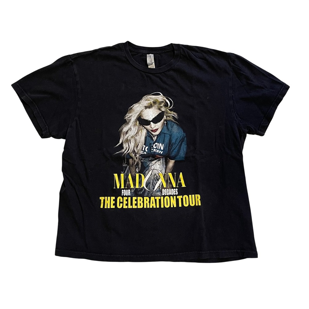Madonna The Celebration Tour 2024 T-Shirt Boxy Large Black Four Decades Concert